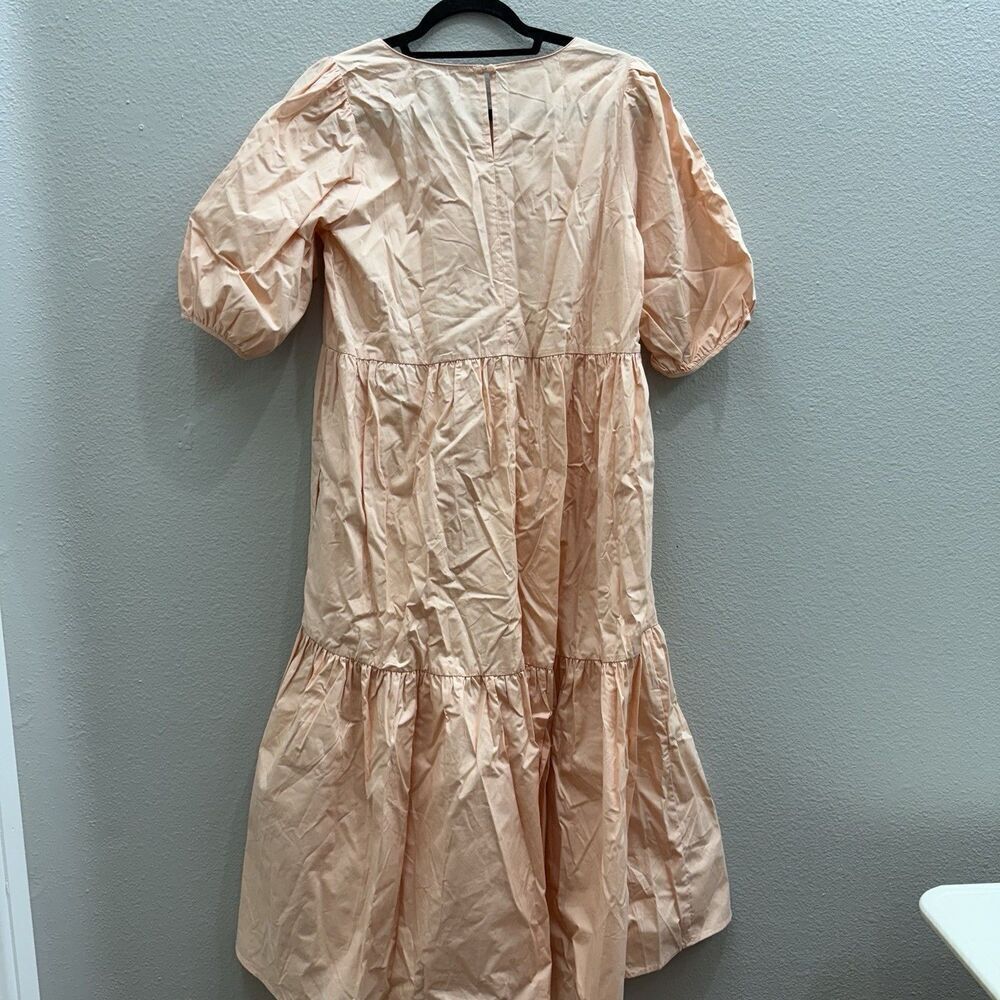 New Anthropologie Dress Size Medium Marny Tiered Cotton Modest Hi-Low 1/2 Sleeve - Picture 7 of 9